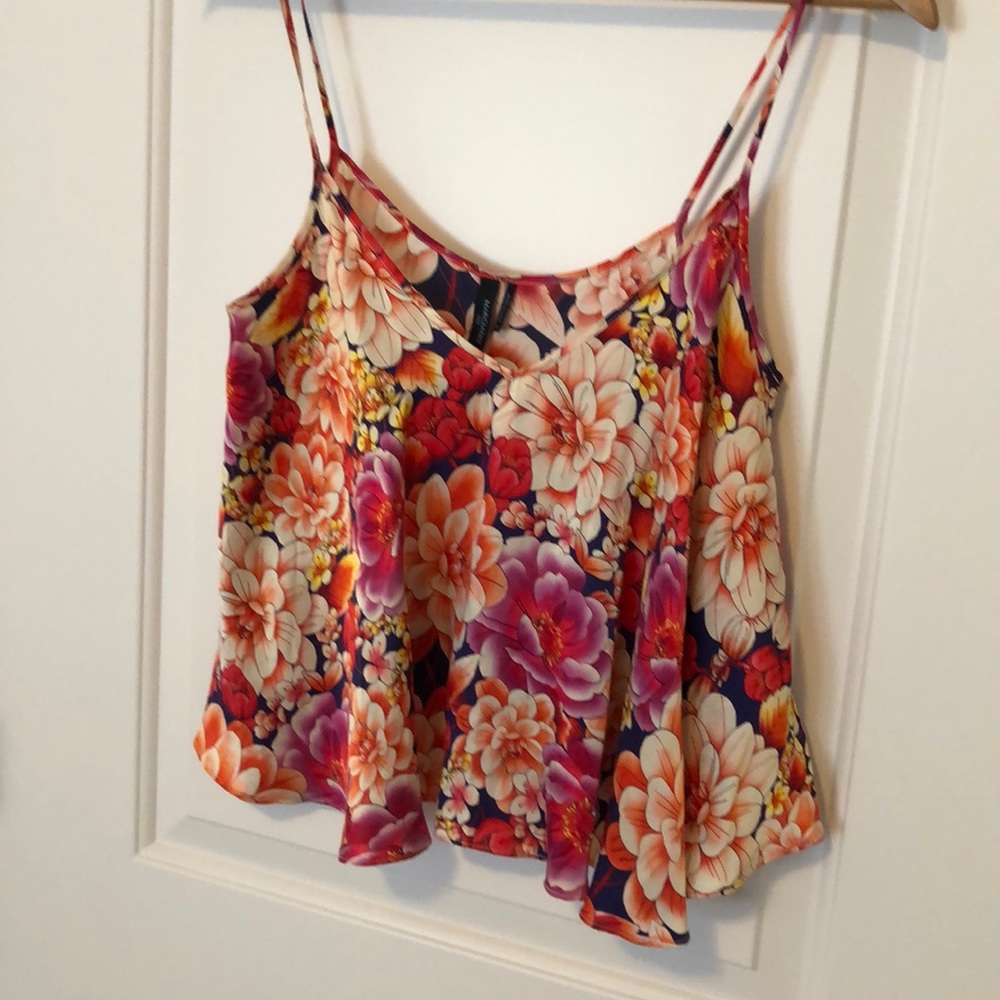 Silk Marciano colourful floral flutter, vneck tank